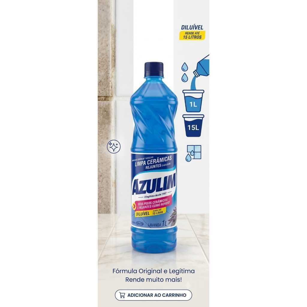 Azulim Cerâmica 1L | Limpador para Pisos Cerâmicos, Porcelanatos e Rejuntes | Limpeza Profunda