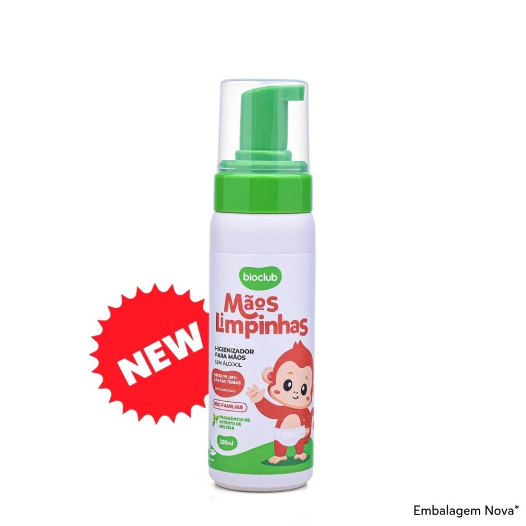 Kit Higienizador Sem alcool Espuma Maos Bebe Crianca 200ml Maos Limpinhas Infantil