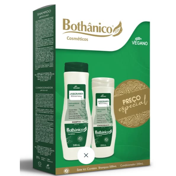 Kit Jaborandi Shampoo 500ml+Cond. 250ml Anti Caspa Anti Queda Fortalecedor Bothânico Hair Cosméticos