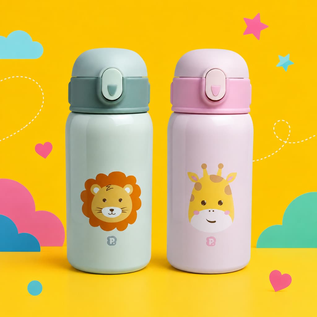 Garrafa Termica Pimpolho Aluminio Girafa 400ml Rosa ou Azul