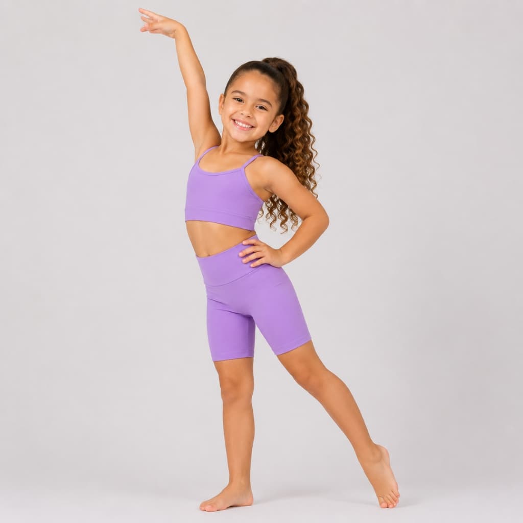 Conjunto Fitness Infantil Feminino Top E Short De Poliamida