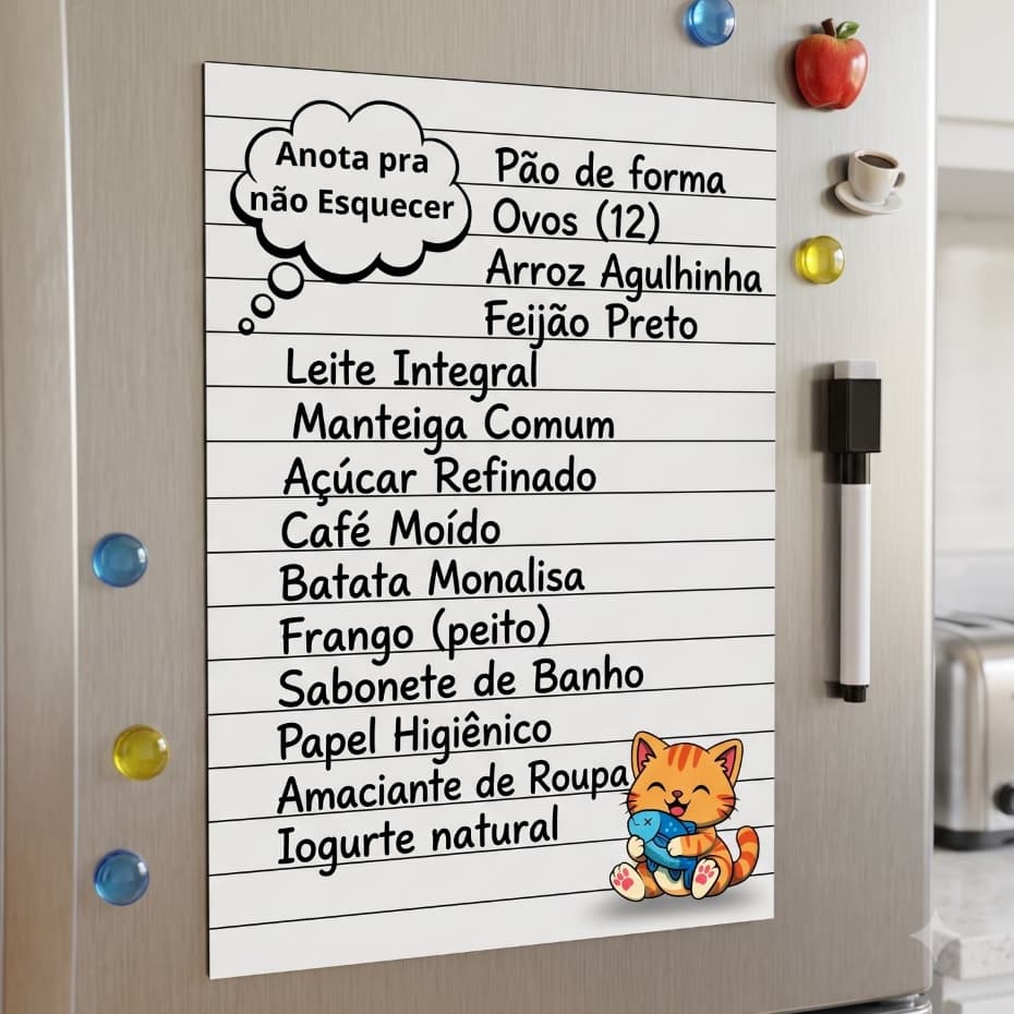 Lousa Imã Combo Magnético "Anota pra não Esquecer" - Versão Gatinho e Versão Cachorrinho
