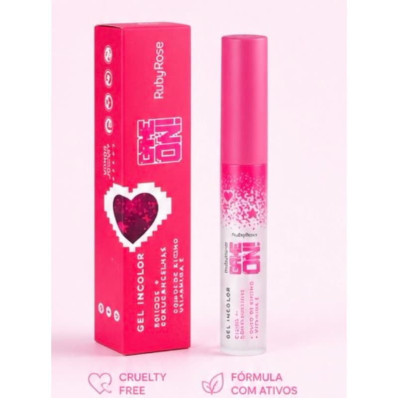 Gel Incolor para Sobrancelhas Ruby Rose Game On | Fixa, Modela e Alinha | Com Óleo de Rícino e Vitamina E