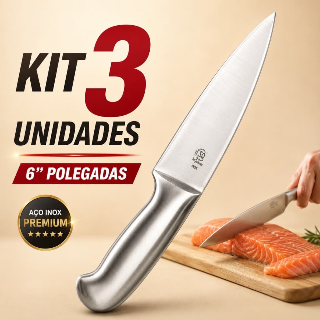 Faca Inox Peixeira 6 Polegadas Profissional Lâmina Afiada Corte de Precisão Churrasco Açougue Carne