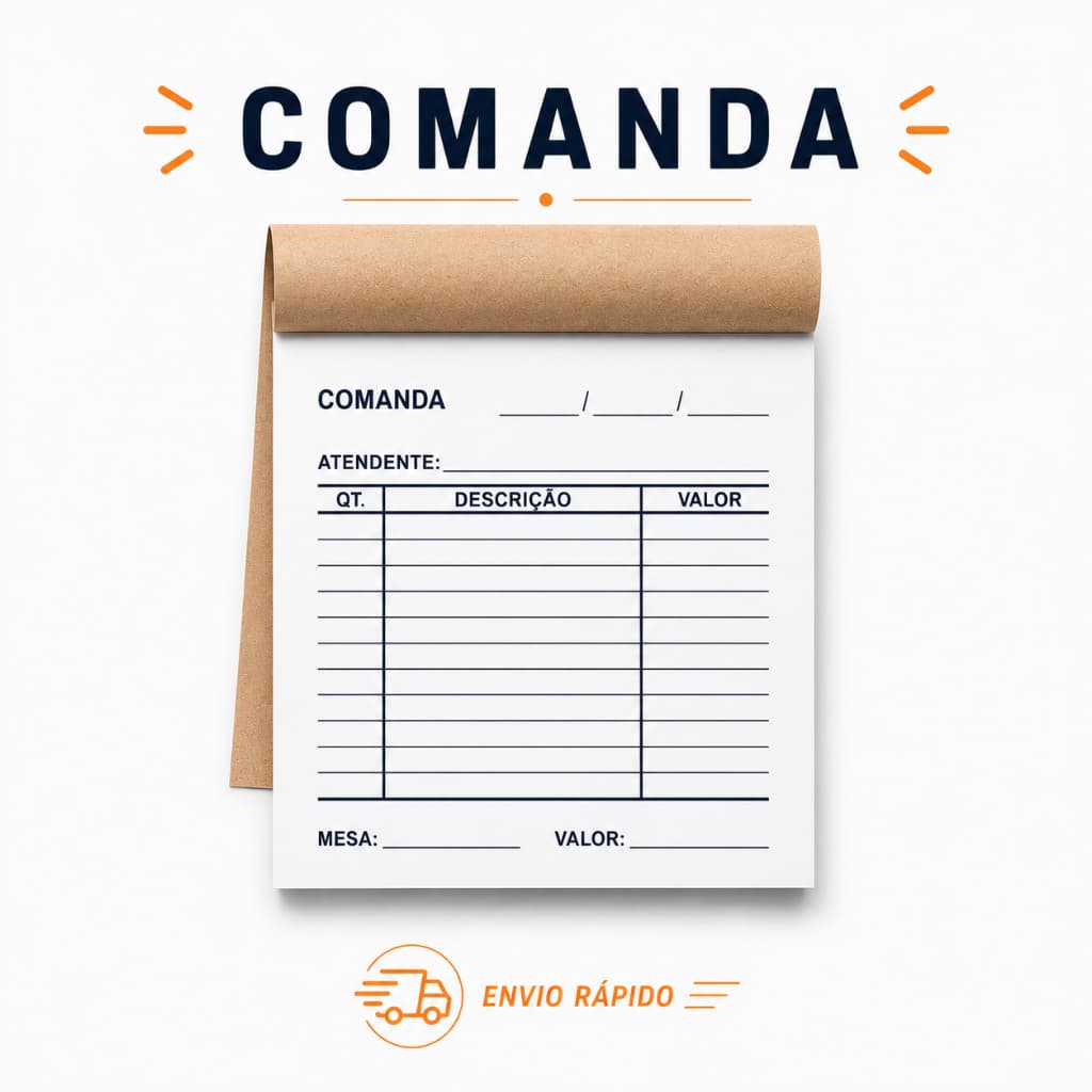 Kit Comanda Restaurante com 50 folhas cada 10,5x9,5 cm  Comanda para Bar Lanchonete Garçon Delivery