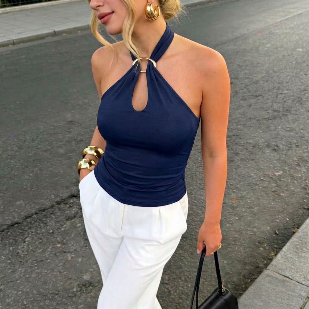 Blusa Feminina Halter Frente Única Fivela Removivel Suplex Premium Elegante Estilos Confortávela