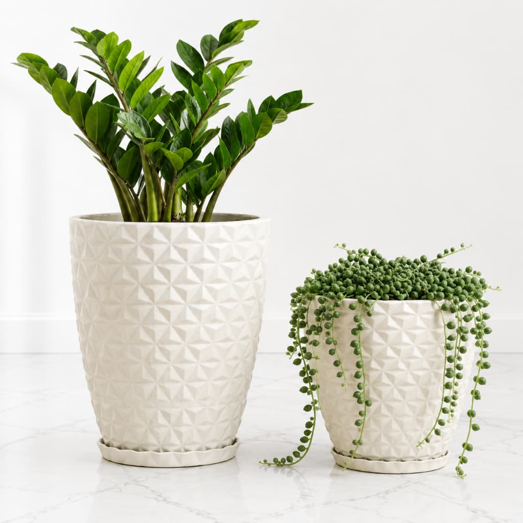 2 Vasos para Plantas Diamante Luxo Elegante Estilo 3D em Polietileno