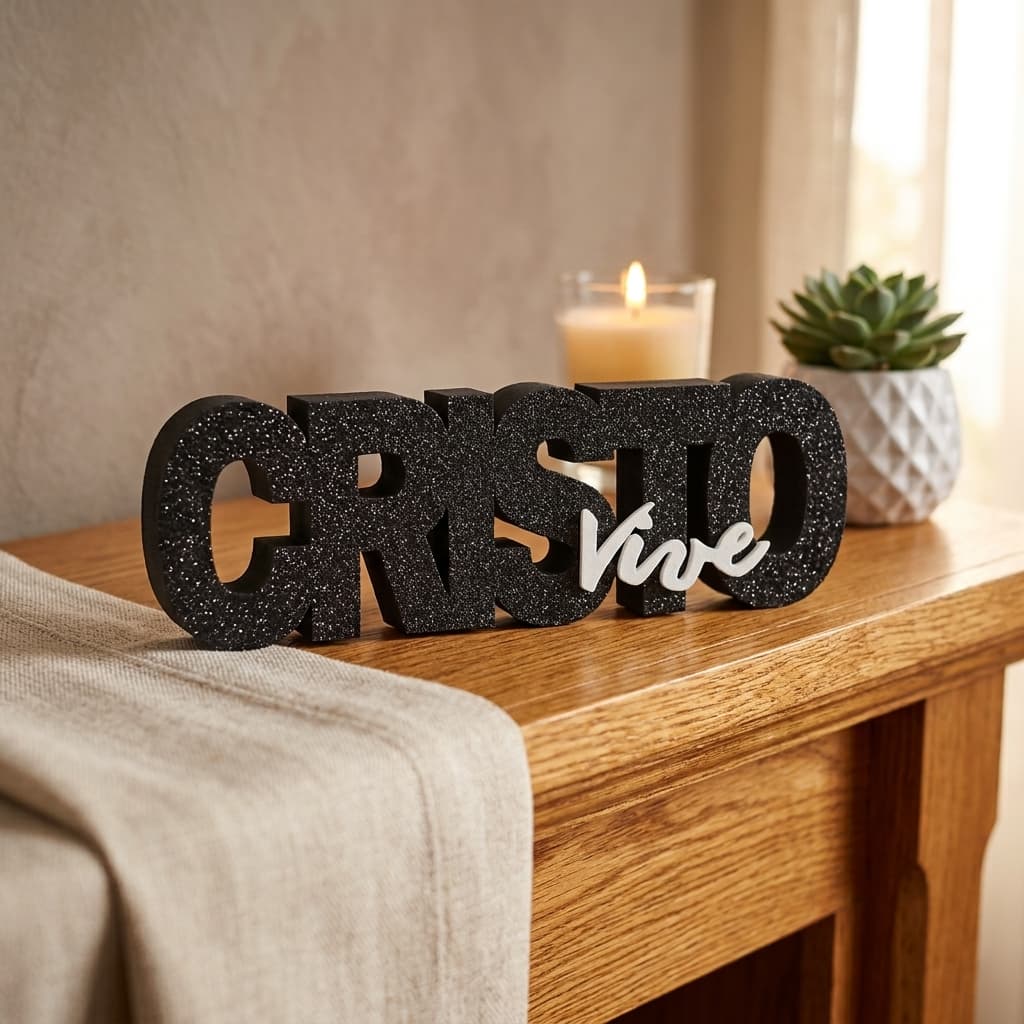 Placa Decorativa Cristo Vive Ideal Para Sala Quarto ou Ambiente de Trabalho