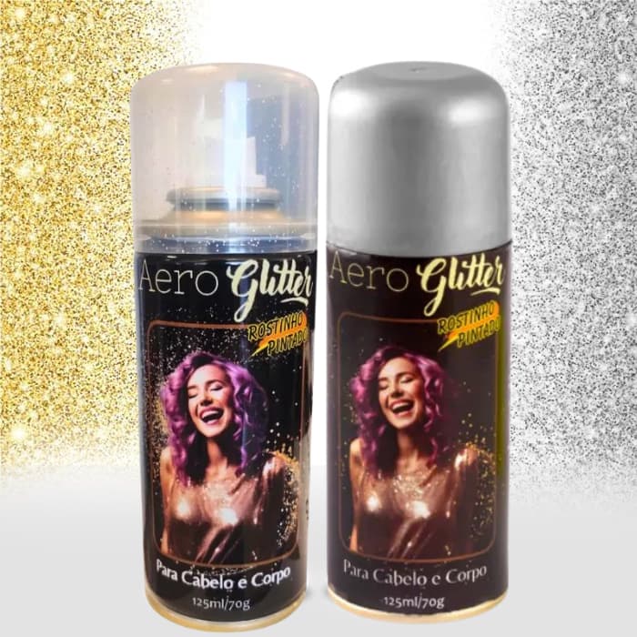 Spray de Cabelo e Corpo com Gliter Spray Aerosol Festas Carnaval halloween Fantasias