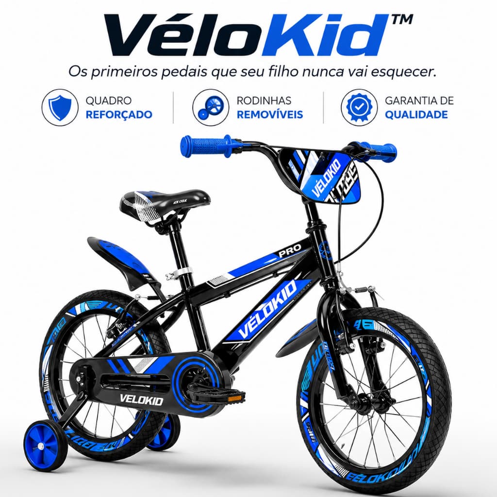 Bicicleta Infantil Aro 16 Rodinhas Ajustaveis Bike Criança Azul Resistente