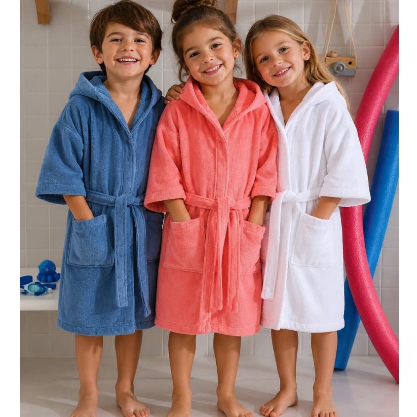 Roupão Kids Com Bolso e Capuz Infantil Velour Dohler 100% Algodão Toque Macio