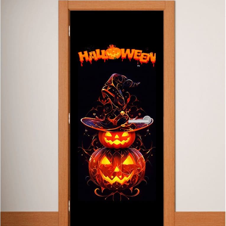 CAPA DE PORTA HALLOWEEN | Decoração Dia das Bruxas | 0,85x2,10m | Alta Resolução