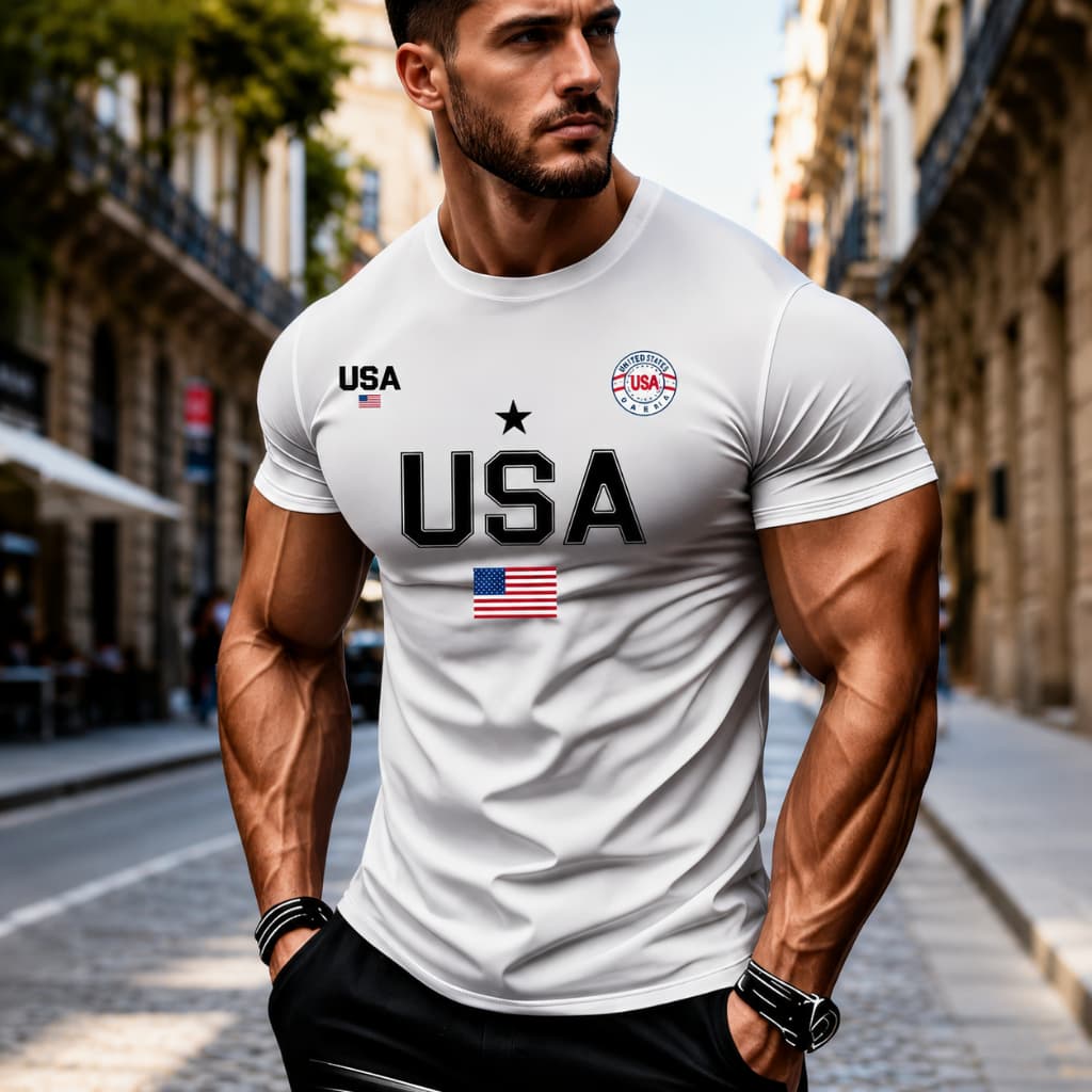 Camiseta Camisa DriPlex Microfibra Elastano Caminhada Treino Caminhada Academia Estampada USA