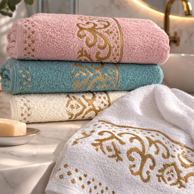 Kit 4 Toalha de Banho Magestic Jacquard Luxo Premium 75x130cm 100% Algodão  Alta Absorção