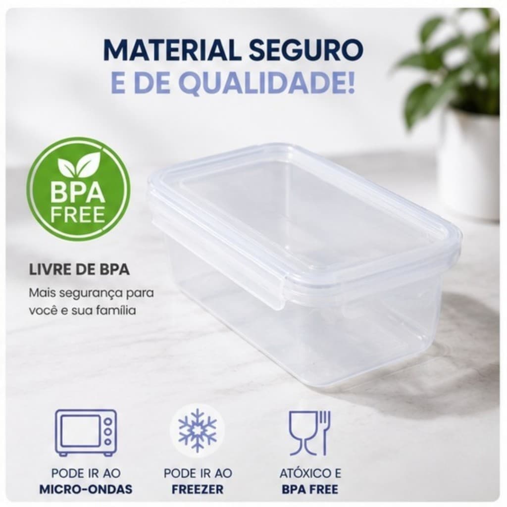 Jogo 5 peças potes Organizadores com Travas Laterais BPA Free