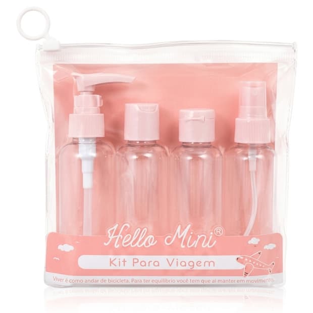 Kit Frascos Para Viagem | 4 Frascos Reutilizáveis | Ideal para Shampoo, Condicionador e Cosméticos