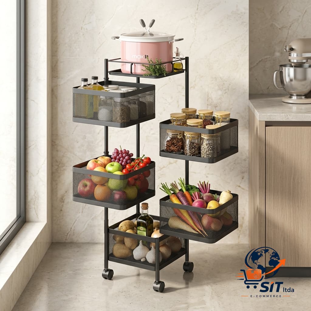 Prateleira Modular Com Rodinhas Organizador Quadrado Ferro 28,5 Cm X 28,5 Cm X 94 Cm Extra Resistente