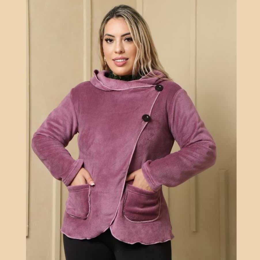 Blusa de Frio Feminina com Capuz Inverno Quentinho Jaqueta Casaco Elegante Novedade