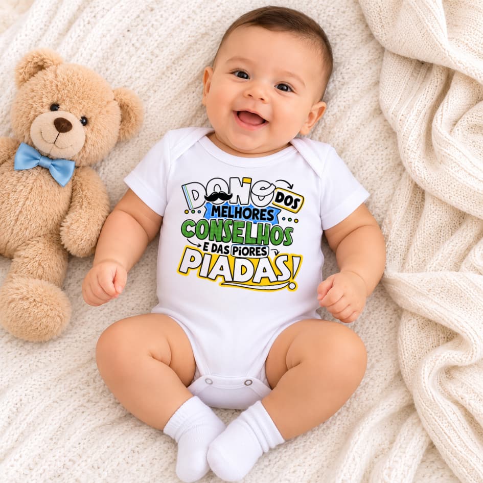 Body Bebê Frase engraçada Branco Estampado Presente Dia dos Pais Infantil
