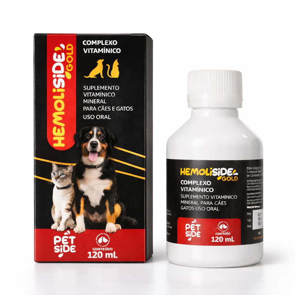 Suplemento Com Ferro Para Anemia Cães E Gatos Hemoliside Gold 120ml