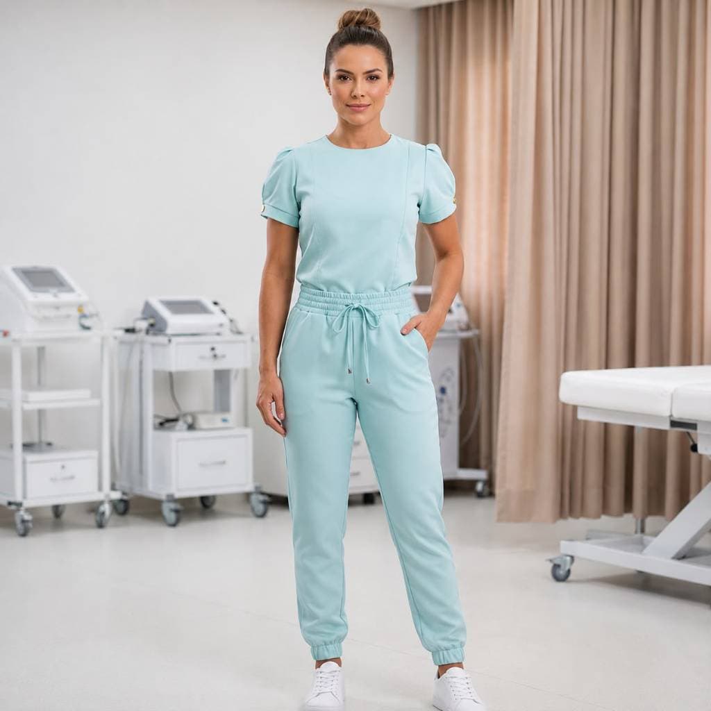 Pijama Cirurgico / Scrub Com botão na manga + BORDADO NOME E PROFISSÃO INCLUSO (SOMENTE ESCRITA)
