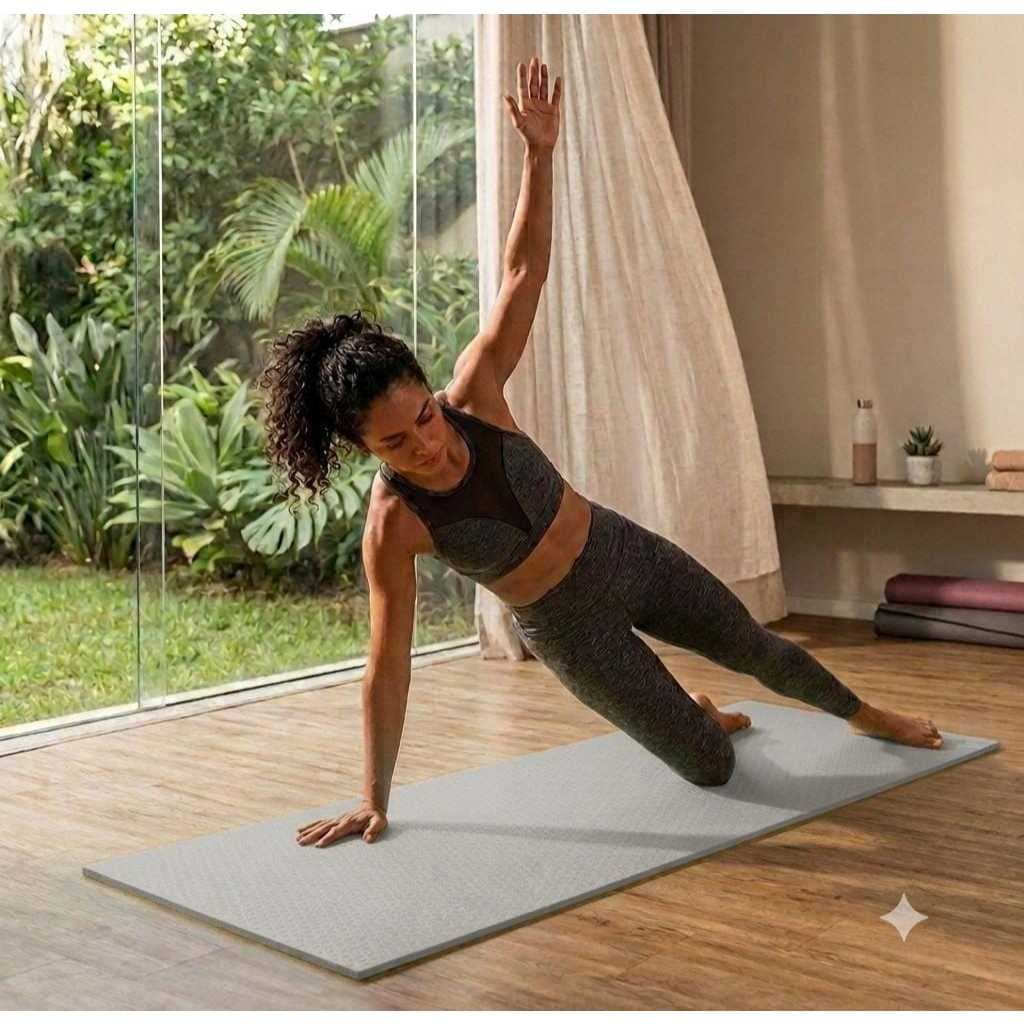 2 Colchonetes Cinza Fitness Antiderrapante Alta Densidade para Yoga, Pilates, Academia, Alongamento, Exercício