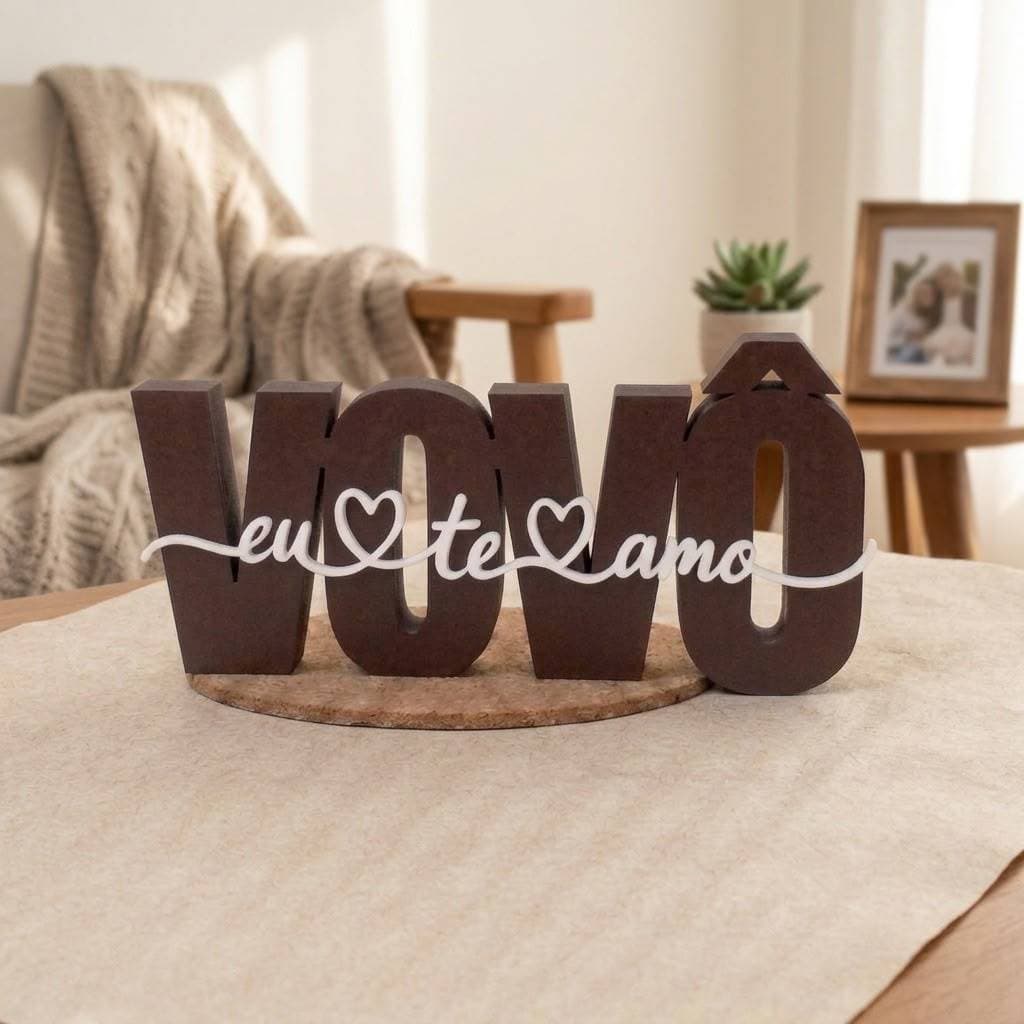 Letreiro Vovô Eu Te Amo Decorativo Presente Dia Dos Avós para Mesa e Decoração