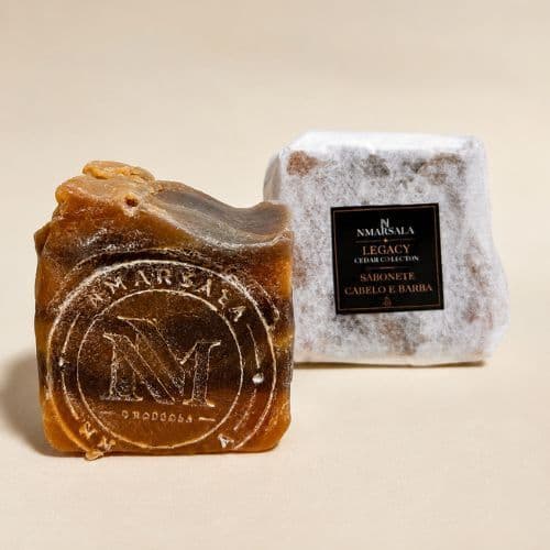 Sabonete Cabelo e Barba Legacy Cedar Collection Nmarsala | Cedro & Musk | Óleo de Coco, Gérmen de Trigo e Açafrão Clarea
