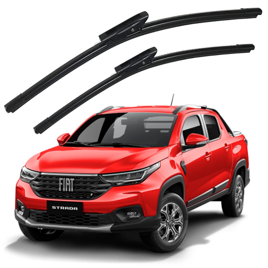 Palhetas Limpador De Parabrisa Fiat Strada Ano 2021 2022 2023 2024 2025 Par Dianteiro Silicone