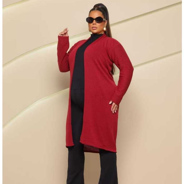 Sobretudo Casaco Plus Size femenino de Tricô