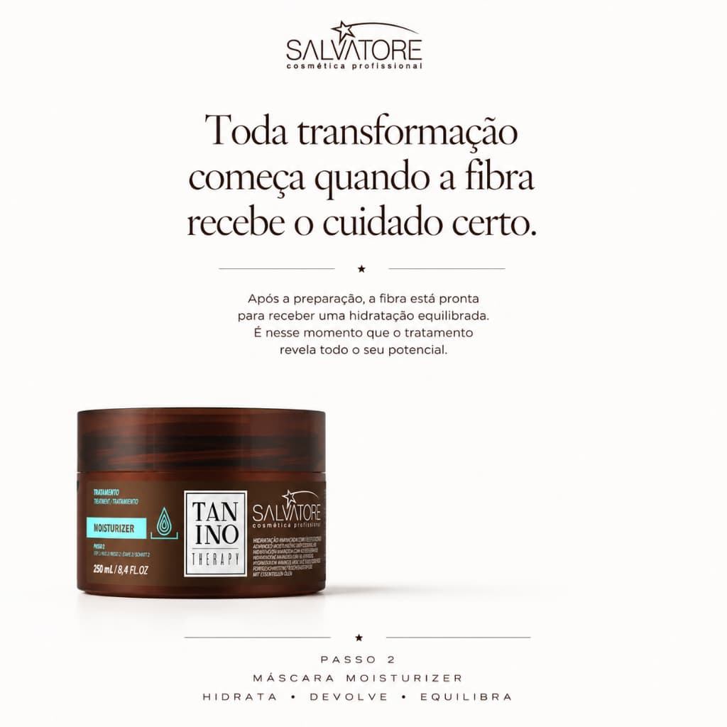 Máscara Condicionadora Salvatore Tanino Therapy Moisturizer 250g Passo 2 do Ritual Profissional para Cabelos Secos e Dan