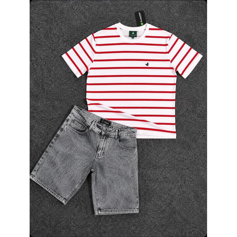 Kit Bermuda Jeans + Camiseta Masculina | Conjunto Casual Confortável para o Dia a Dia
