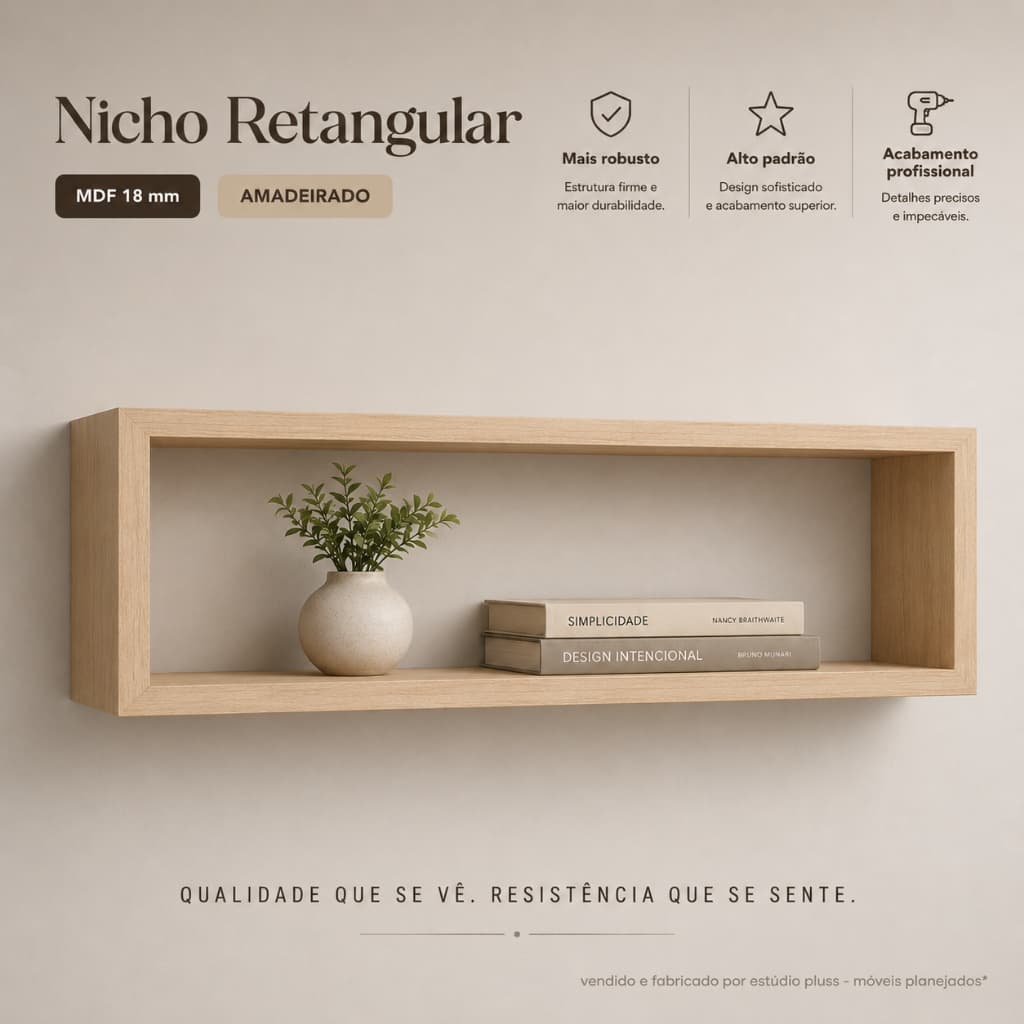 Nicho Retangular 120x30x10cm Mdf Decoração