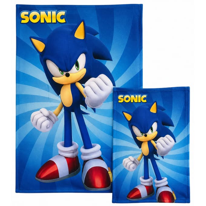 Kit Toalha De Banho + Toalha De Mão Infantil Sonic