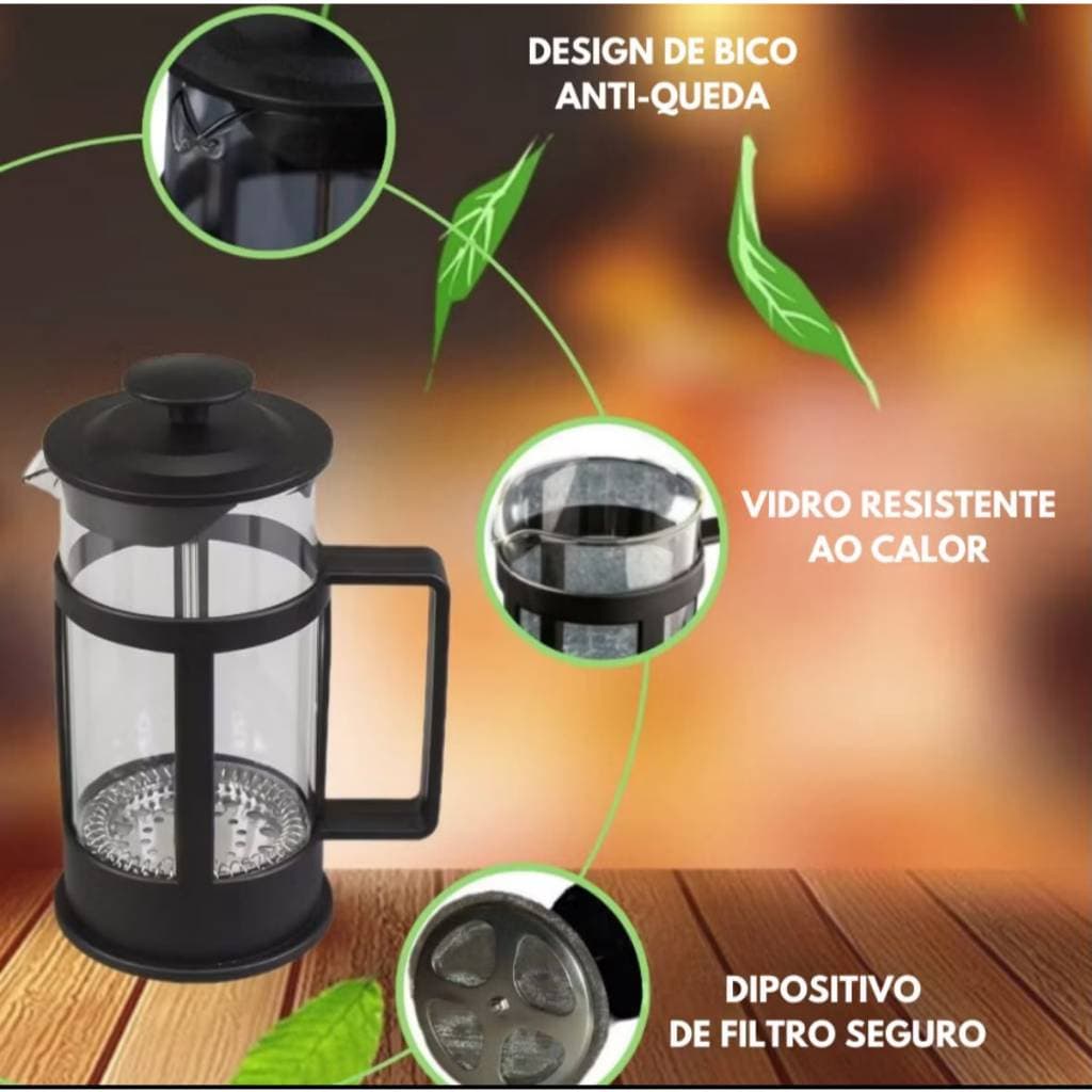 Cafeteira Francesa Prensa Francesa Cremeira Inox E Vidro