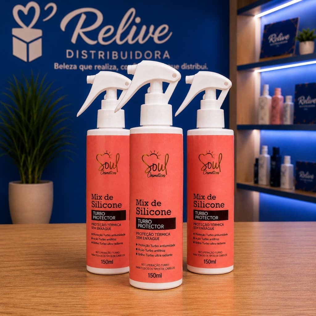 Spray Finalizador Mix de Silicone Turbo SOUL 150ml Protector Capilar Antifriz Proteção Térmica Salão