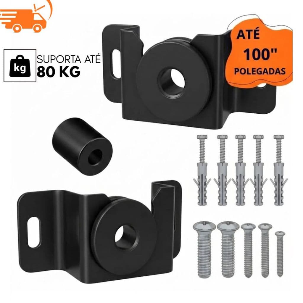 Kit Suporte Fixo Universal para TV 10" a 100" Polegadas | Até 80kg | Fácil Instalação | LCD LED Smart TV
