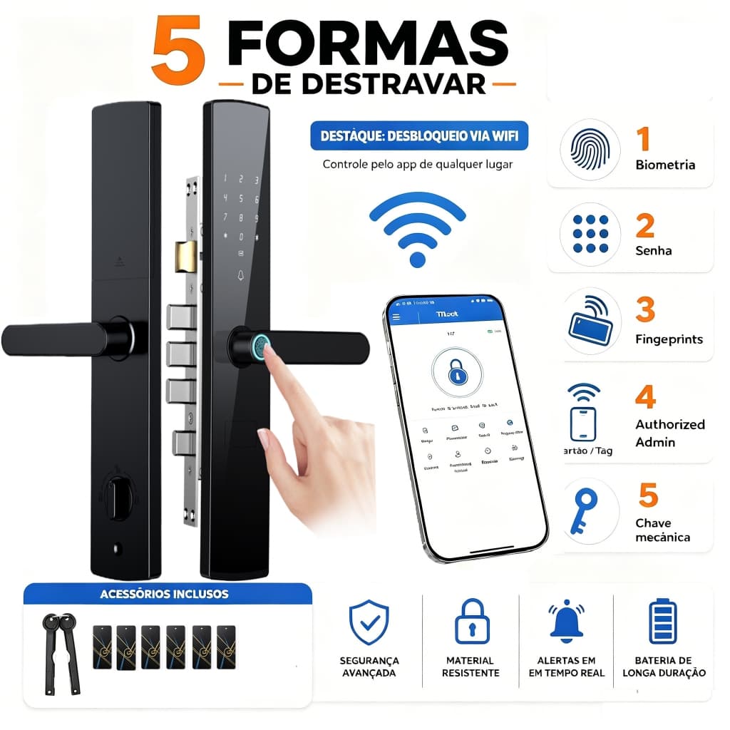 Fechadura de Impressão Digital Semi-Automática Inteligente para Porta de Fechadura digital Segurança de Casa,Hotel