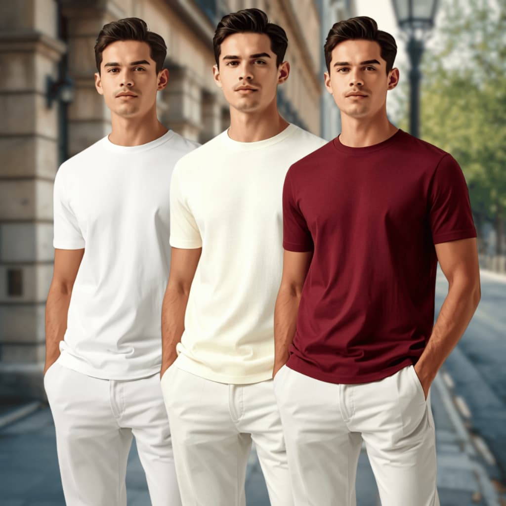 T kit3 Camiseta básica masculina de espessura média avançada | Levemente elástica e com caimento que afina a silhueta