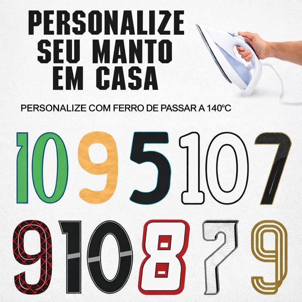 Fonte em termocolante para personalizar camisas com ferro de passar roupa