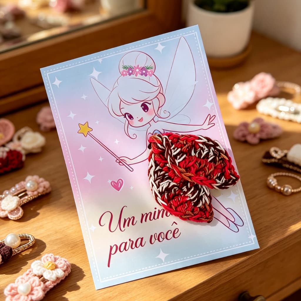 Card Porta Xuxinha Lacinho Crochê-Lembrancinha Acessório Cabelo-Mimo Fofo Embalado Individualmente
