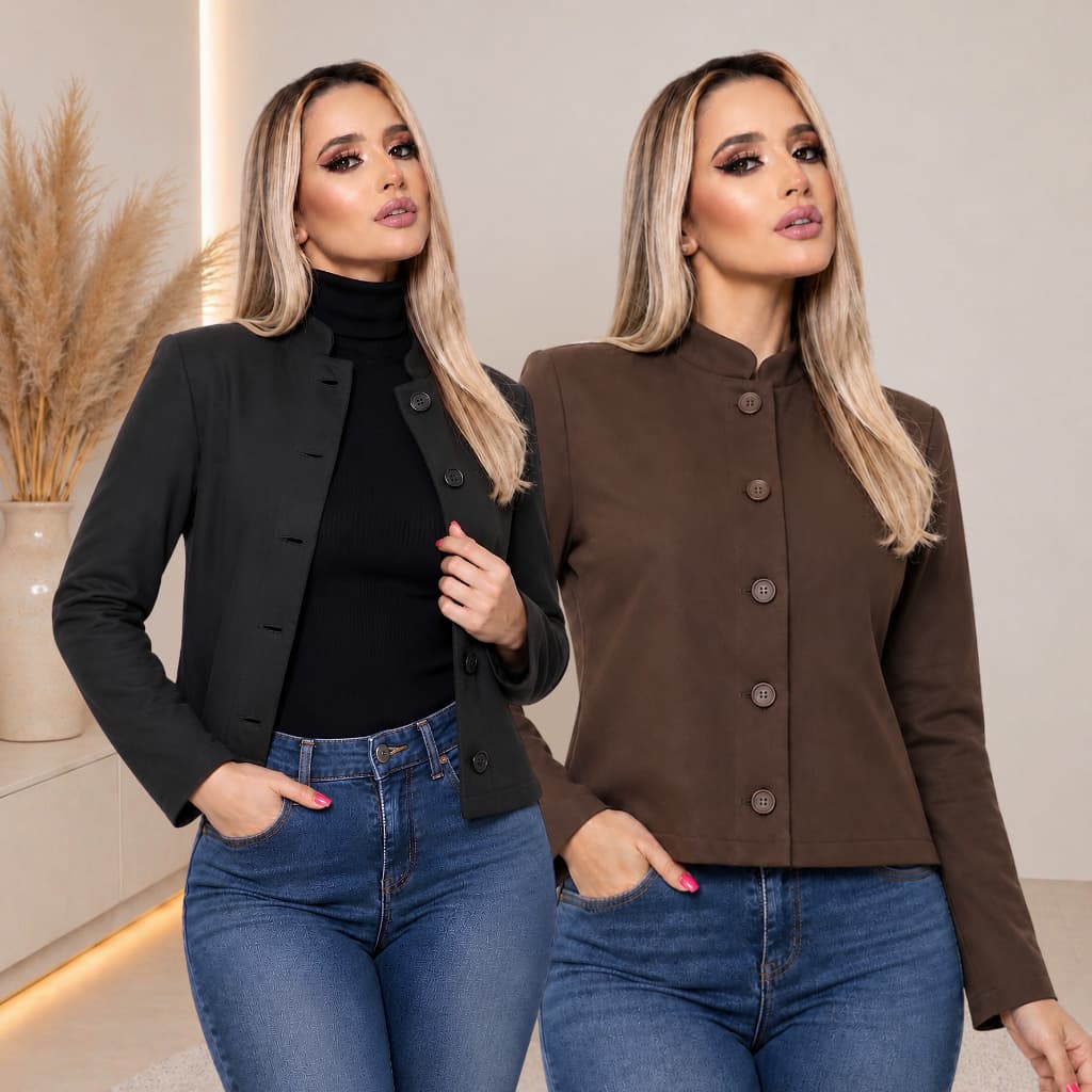 Blazer Social Feminino Manga Longa de Alfaiataria Premium Social Elegante Para Trabalho P ao G