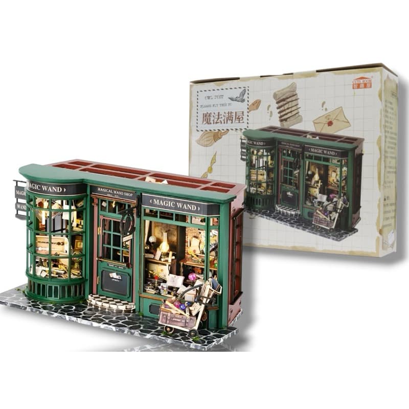 Diorama Miniatura DIY Maquete Magic Wand Shop – Loja de Varinhas Mágicas (Com LED)