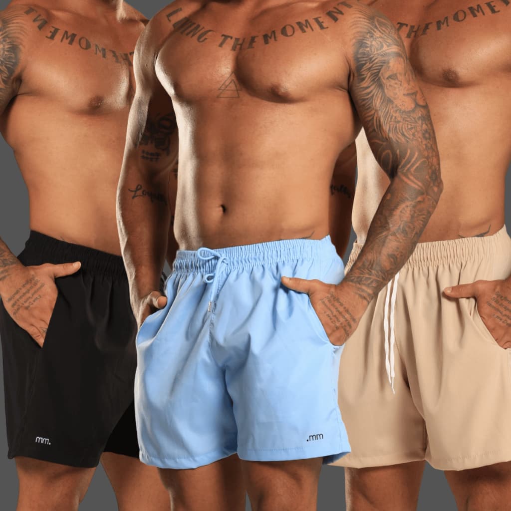 Kit 3 Bermuda Masculina Tactel Elastano Mauricinho Short Fit Leve Confortavel Praia Piscina Dia a Dia