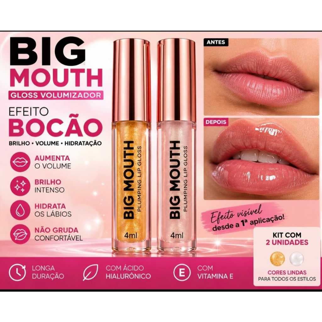 Big Mouth Gloss Volumizador – Efeito Bocão, Brilho e Hidratação