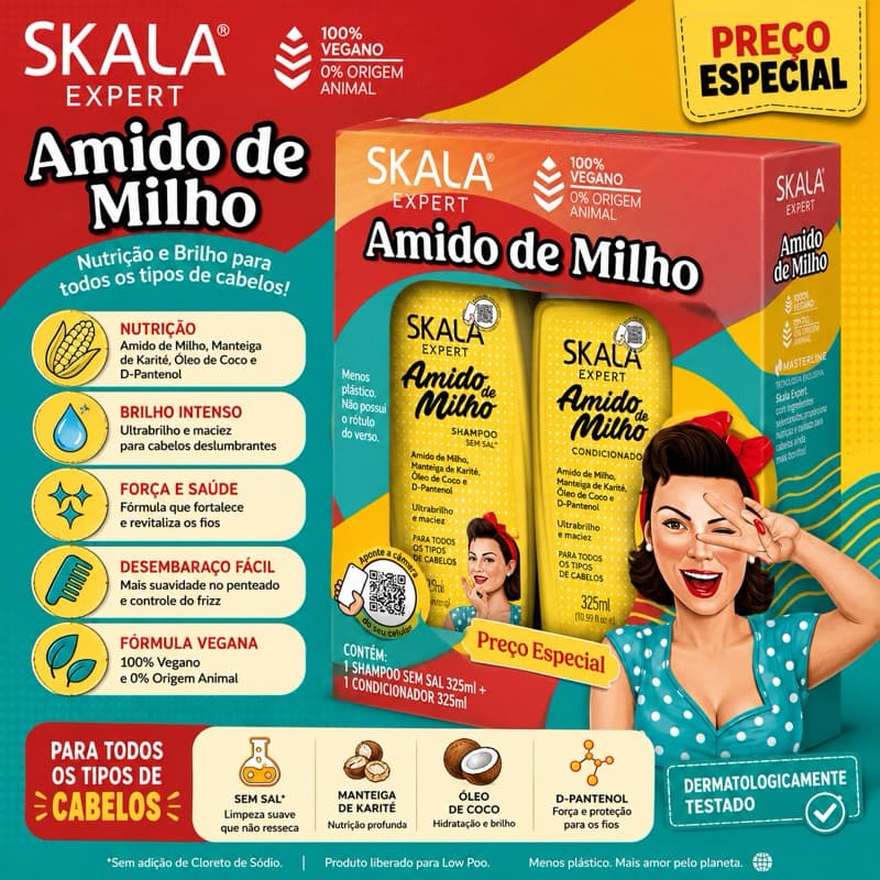 Kit Skala Expert Amido de Milho Shampoo 325ml + Condicionador 325ml Original