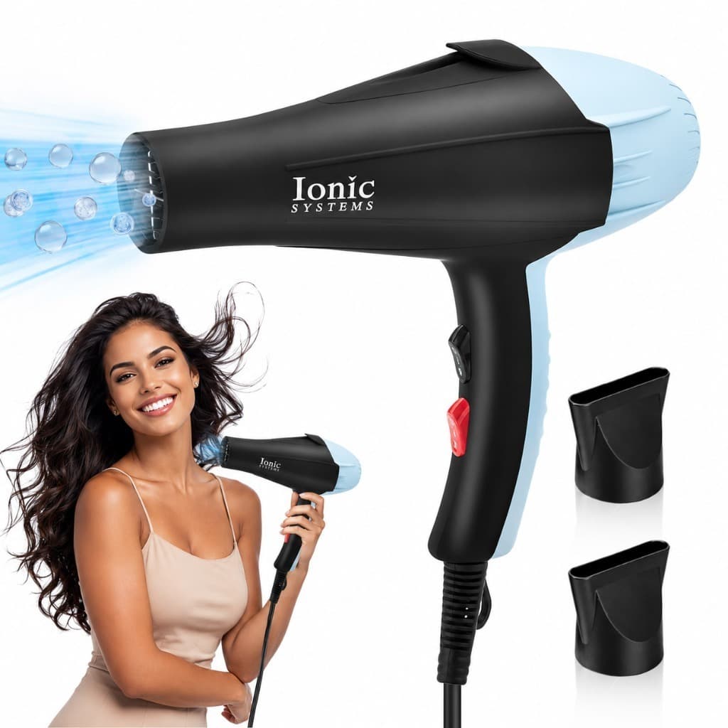 Anliu Professional Powerful Hair Dryer with Nozzle High Power 3 Temperatures 2 Speeds 110v 10A 2 Direct Nozzles
