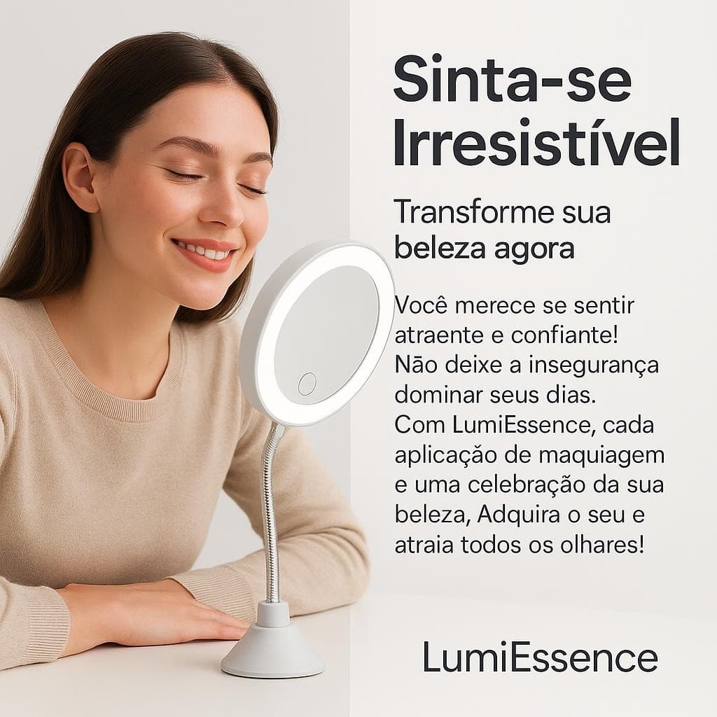 Espelho Maquiagem Led Mesa Redondo Branca Usb Luz Ajustavel Portatil