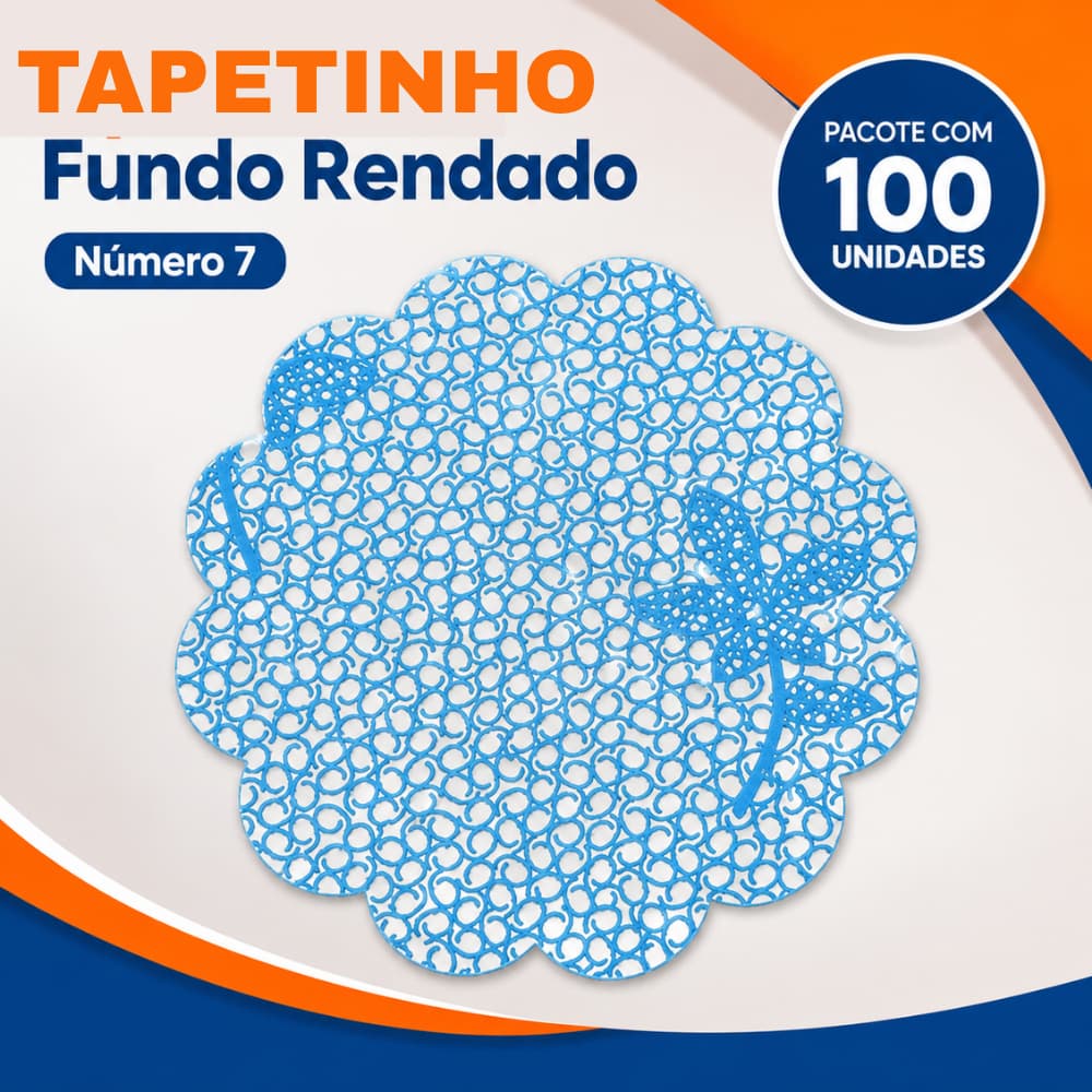 TAPETINHO FUNDO RENDADO PARA DOCES NÚMERO 7 PARA FORMINHAS E FESTAS - AZUL CLARO COM 100 UNIDADES