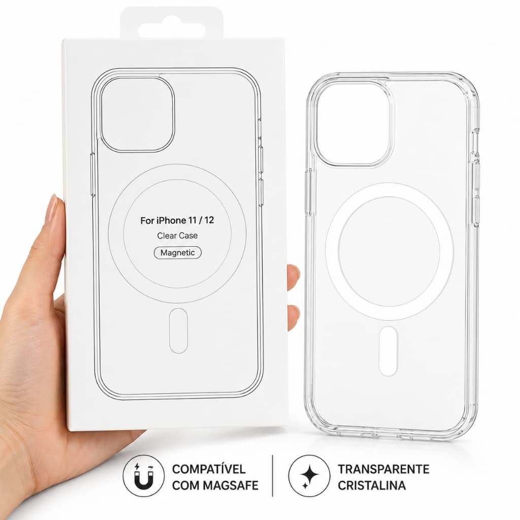 Capa Magnética Transparente MagSafe iPhone 11 e 12